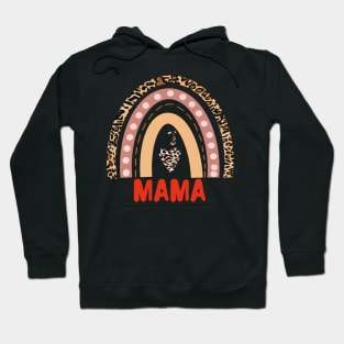 Mama Funny Gift Idea For Mum Leopard Rainbow Print Hoodie